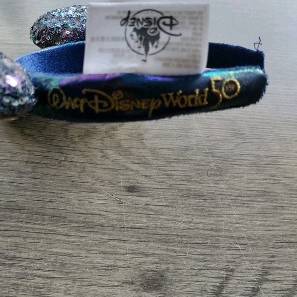 Disney Minnie Mouse 50th Anniversary Purple w/ Gold Sequined Headband Ears - Picture 4 of 6